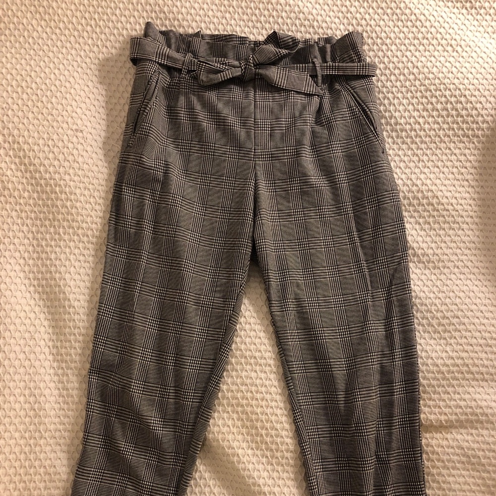 Zara Checkered Plaid Tie Waist Pants - Size M